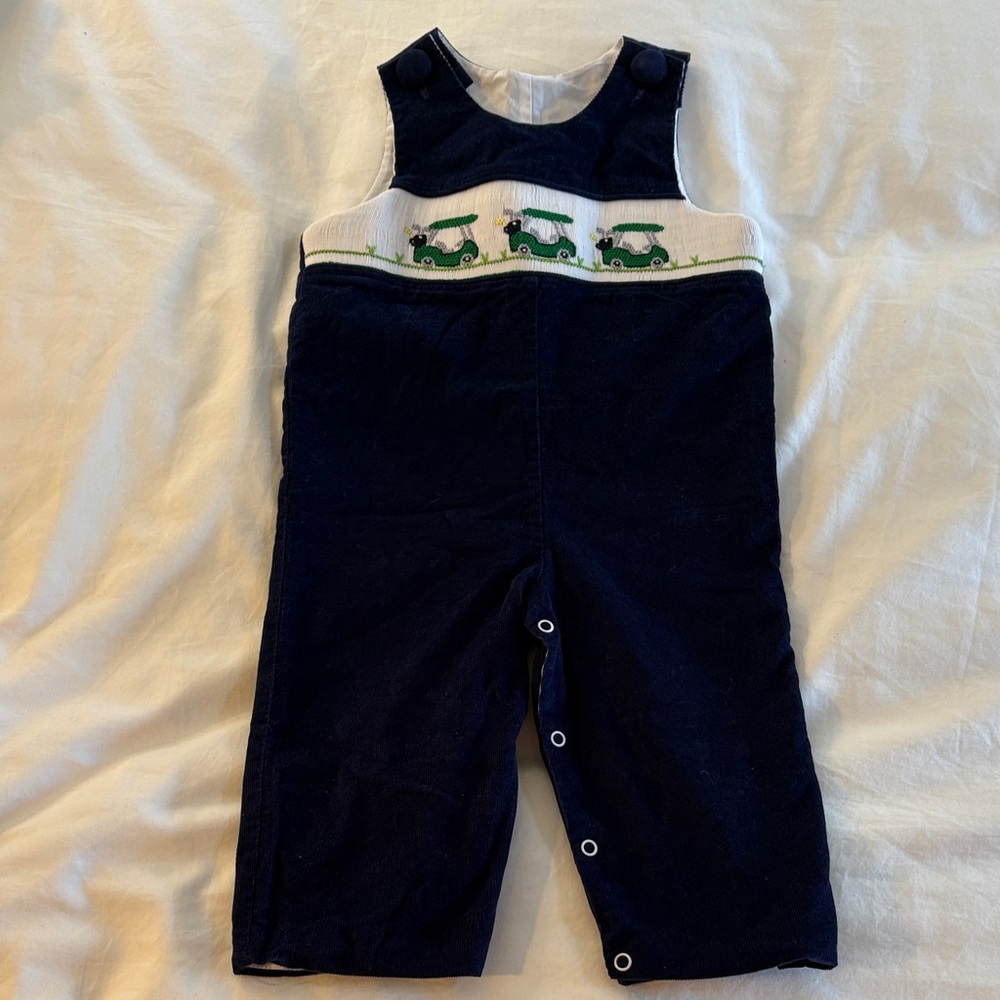 Boys Smocked Golf Cart Romper